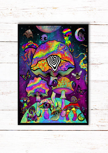 Trippy Print. Mushrooms. Psychedelic. A3, A4 ,A5 or 4”x6