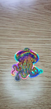 Load image into Gallery viewer, Alien Octopus UFO. Holographic Stickers. Psychedelic Trippy sticker. UV Stickers - High quality Trippy sticker. Laptop sticker.