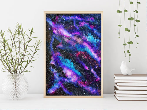 Galaxy Painting Print | Trippy Cosmic Art Poster | Psychedelic Art | Abstract Painting (unframed)