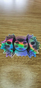 Holographic Sun And Moon Sticker. Waterproof Sticker. Flask Sticker. High quality Trippy Stickers. Laptop Sticker