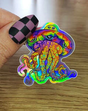 Load image into Gallery viewer, Alien Octopus UFO. Holographic Stickers. Psychedelic Trippy sticker. UV Stickers - High quality Trippy sticker. Laptop sticker.