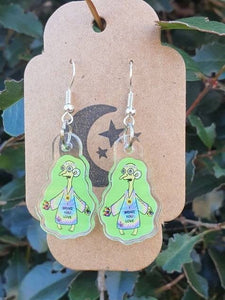 Trippy Burns Earrings. Alien Burns. Mushroom Psychedelics. Hippy Burns Jewelry