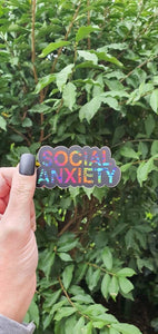 Social Anxiety Sticker. Rainbow Vinyl Waterproof Sticker . Laptop Sticker Water Bottle Sticker.