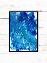 Load image into Gallery viewer, Dark Ocean Blue Fluid Art Painting Print | Trippy Art Poster | Wall Art | Abstract Painting (unframed)