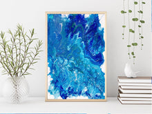 Load image into Gallery viewer, Dark Ocean Blue Fluid Art Painting Print | Trippy Art Poster | Wall Art | Abstract Painting (unframed)