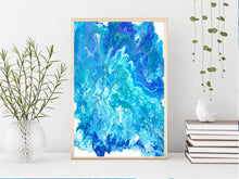 Load image into Gallery viewer, Ocean Blue Fluid Art Painting Print | Trippy Art Poster | Wall Art | Abstract Painting (unframed)