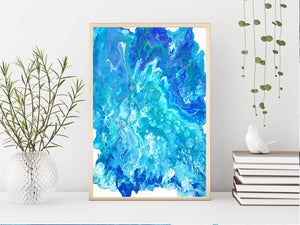 Ocean Blue Fluid Art Painting Print | Trippy Art Poster | Wall Art | Abstract Painting (unframed)