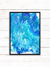 Load image into Gallery viewer, Ocean Blue Fluid Art Painting Print | Trippy Art Poster | Wall Art | Abstract Painting (unframed)