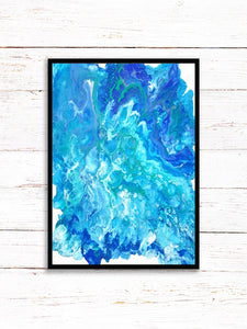 Ocean Blue Fluid Art Painting Print | Trippy Art Poster | Wall Art | Abstract Painting (unframed)