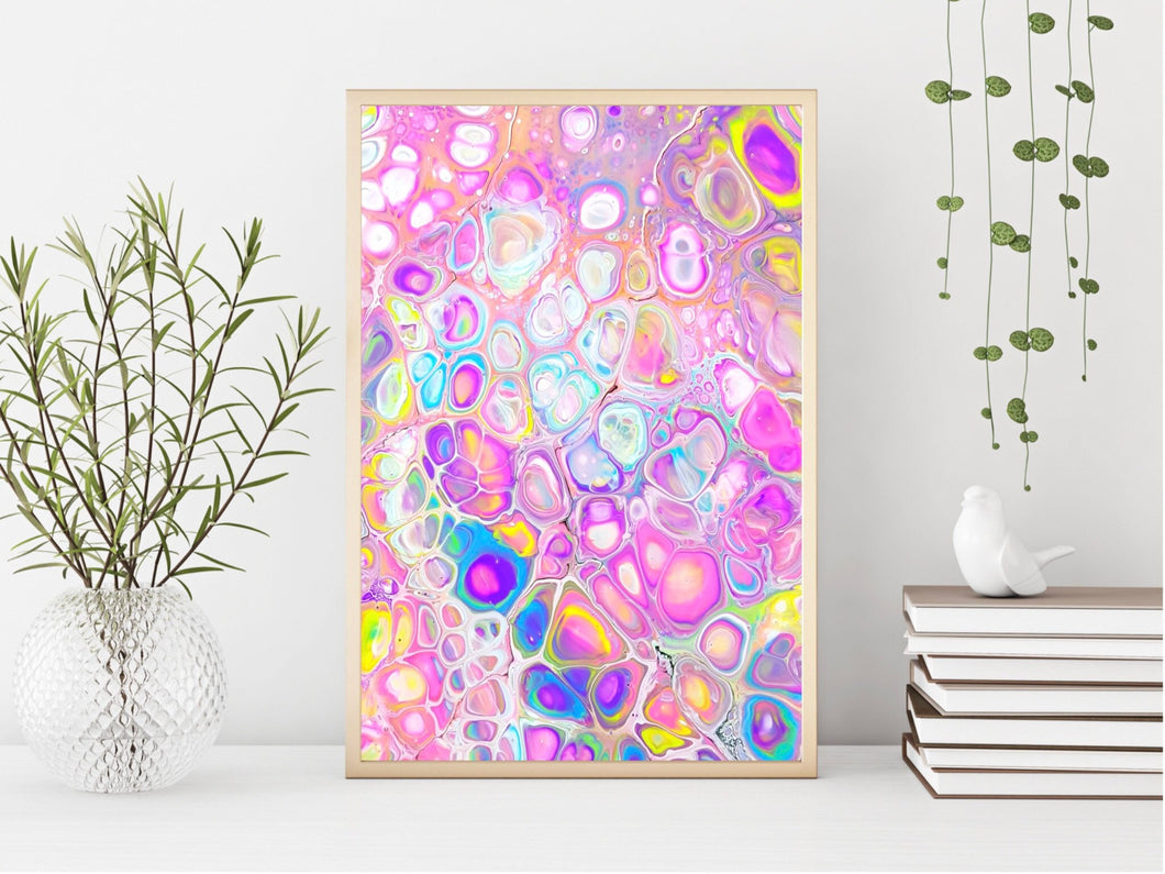 Unicorn Cells Painting Print | Trippy Art Poster | Psychedelic Art | Abstract Painting (unframed)