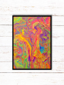 Rainbow Ice Cream Painting Print | Cool Art Poster | Psychedelic Art | Trippy Abstract Painting (unframed)