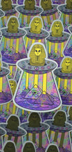 Load image into Gallery viewer, Alien UFO Sticker. Gold Effect Tutankhamun Pyramid Sticker.  Psychedelic Trippy sticker. UV indoor outdoor Stickers - High quality Sticker