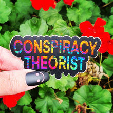 Load image into Gallery viewer, Conspiracy Theorist Sticker. Rainbow Vinyl Waterproof Sticker . Laptop Sticker Water Bottle Sticker.