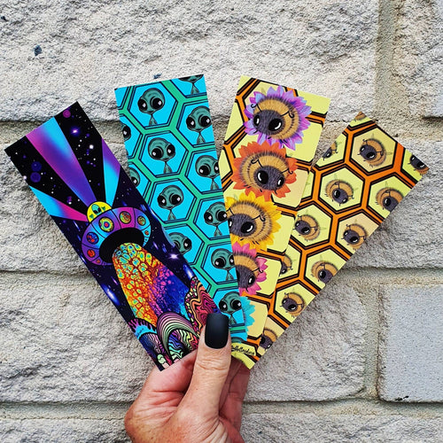 Double Sides Bookmarks. Alien or Bee Design.