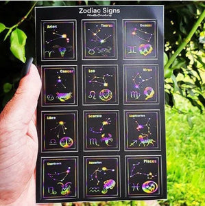 12 Mini Stickers Zodiac Signs Sticker Sheet. Star Sign Stickers. Waterproof Vinyl Sticker. Laptop Slaps Water Bottle Sticker