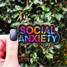 Load image into Gallery viewer, Social Anxiety Sticker. Rainbow Vinyl Waterproof Sticker . Laptop Sticker Water Bottle Sticker.