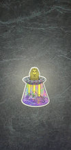 Load image into Gallery viewer, Alien UFO Sticker. Gold Effect Tutankhamun Pyramid Sticker.  Psychedelic Trippy sticker. UV indoor outdoor Stickers - High quality Sticker