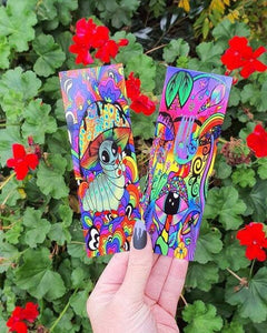 Alien and Mushrooms or Caterpillar and Sloth Design Bookmarks