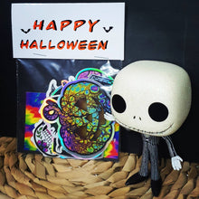 Load image into Gallery viewer, Sticker Pack Halloween. Ten Spooky Season Stickers. Holographic Horror Stickers. Scary Sticker Pack. Waterproof Laptop Drink bottle Stickers