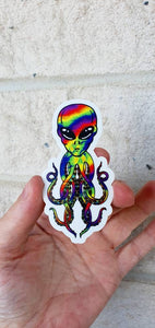 Alien Octopus. Psychedelic Trippy sticker. Waterproof - High quality Trippy sticker. Laptop sticker.