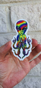 Alien Octopus. Psychedelic Trippy sticker. Waterproof - High quality Trippy sticker. Laptop sticker.