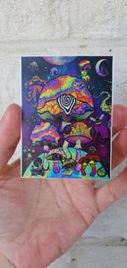 Mushroom Planet Stickers. Trippy Psychedelic Sticker. Waterproof Vinyl Sticker. Laptop Slaps Water bottle Sticker