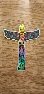 Holographic Sticker. Alien Totem Pole Sticker. Psychedelic Trippy stickers. High quality Trippy sticker. Laptop sticker. Waterproof stickers