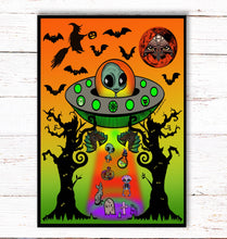 Load image into Gallery viewer, Halloween Print. Trippy Print. Aliens. Psychedelic. A3, A4 ,A5 or 4”x6&quot;