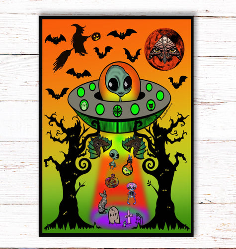 Halloween Print. Trippy Print. Aliens. Psychedelic. A3, A4 ,A5 or 4”x6