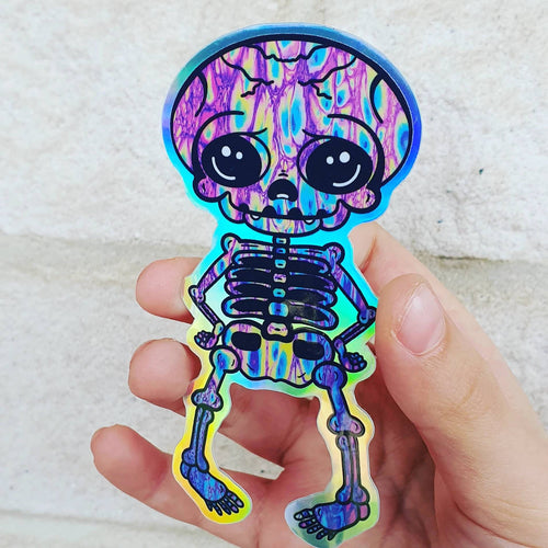 Halloween Skeleton Sticker. Holographic Skeleton. Waterproof Sticker. Laptop Sticker. Water Bottle Sticker. High quality Trippy Sticker