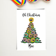 Load image into Gallery viewer, Funny Christmas Card. Bee Christmas Card. Oh Christmas Tree. Rockin’ Around The Christmas Tree. Holiday Card. Bee Card. A6