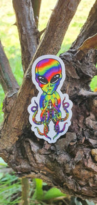 Alien Octopus. Psychedelic Trippy sticker. Waterproof - High quality Trippy sticker. Laptop sticker.