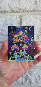 Mushroom Planet Stickers. Trippy Psychedelic Sticker. Waterproof Vinyl Sticker. Laptop Slaps Water bottle Sticker