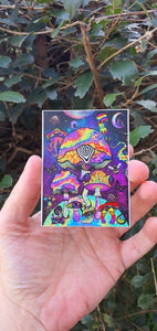 Mushroom Planet Stickers. Trippy Psychedelic Sticker. Waterproof Vinyl Sticker. Laptop Slaps Water bottle Sticker