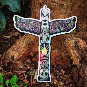 Holographic Sticker. Alien Totem Pole Sticker. Psychedelic Trippy stickers. High quality Trippy sticker. Laptop sticker. Waterproof stickers