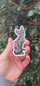 Sphynx Cat Sticker. Halloween Tattooed Cat Sticker. Waterproof. High quality Trippy sticker