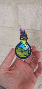 Skeleton In Bottle Sticker. Holographic Skeleton. Waterproof Sticker. Laptop Sticker. Water Bottle Sticker. High quality Trippy Sticker