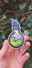 Load image into Gallery viewer, Skeleton In Bottle Sticker. Holographic Skeleton. Waterproof Sticker. Laptop Sticker. Water Bottle Sticker. High quality Trippy Sticker