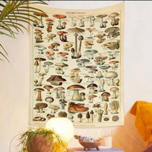 Load image into Gallery viewer, Retro Mushroom Tapestry. Wall Hanging. Mushroom Tapestries. Vintage Mushrooms