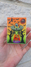 Load image into Gallery viewer, Trippy Halloween Artwork Sticker. Alien Abduction Sticker. Spooky Season. Waterproof. Laptop Sticker. Water Bottle Sticker. High quality