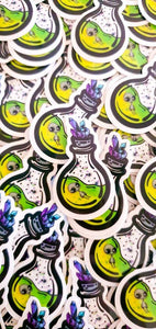 Mini Clear Alien In Bottle Sticker. Waterproof Alien Sticker. Laptop Sticker. Water Bottle Sticker. High quality Trippy Sticker