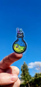 Mini Clear Alien In Bottle Sticker. Waterproof Alien Sticker. Laptop Sticker. Water Bottle Sticker. High quality Trippy Sticker