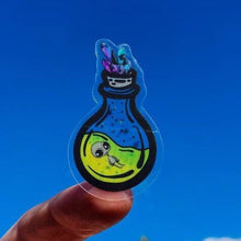 Load image into Gallery viewer, Mini Clear Alien In Bottle Sticker. Waterproof Alien Sticker. Laptop Sticker. Water Bottle Sticker. High quality Trippy Sticker