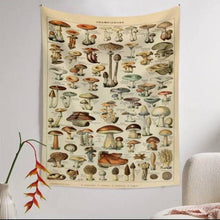 Load image into Gallery viewer, Retro Mushroom Tapestry. Wall Hanging. Mushroom Tapestries. Vintage Mushrooms