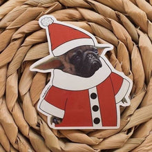 Load image into Gallery viewer, Santa Pug Sticker. Christmas Baby Yoda Sticker. Pug Dog Sticker. Laptop Stickers