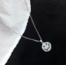 Load image into Gallery viewer, Smiley Face Necklace. Smile Face Silver Necklace. Grunge Necklace. Nirvana Necklace