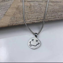 Load image into Gallery viewer, Smiley Face Necklace. Smile Face Silver Necklace. Grunge Necklace. Nirvana Necklace