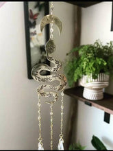 Load image into Gallery viewer, Snake with Moon Crystal Suncatcher. Wall Hanging Rainbow Maker. Light Catcher.