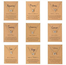 Load image into Gallery viewer, Zodiac Necklace. Astrology Necklace. Aries Capricorn Sagittarius Aquarius Scorpio Libra Taurus Gemini Cancer Leo Pisces Virgo