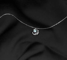 Load image into Gallery viewer, Beautiful Crystal Moon and Star Opal Neckalce. 925 Sterling Silver Stamped. Gorgeous Design Necklace